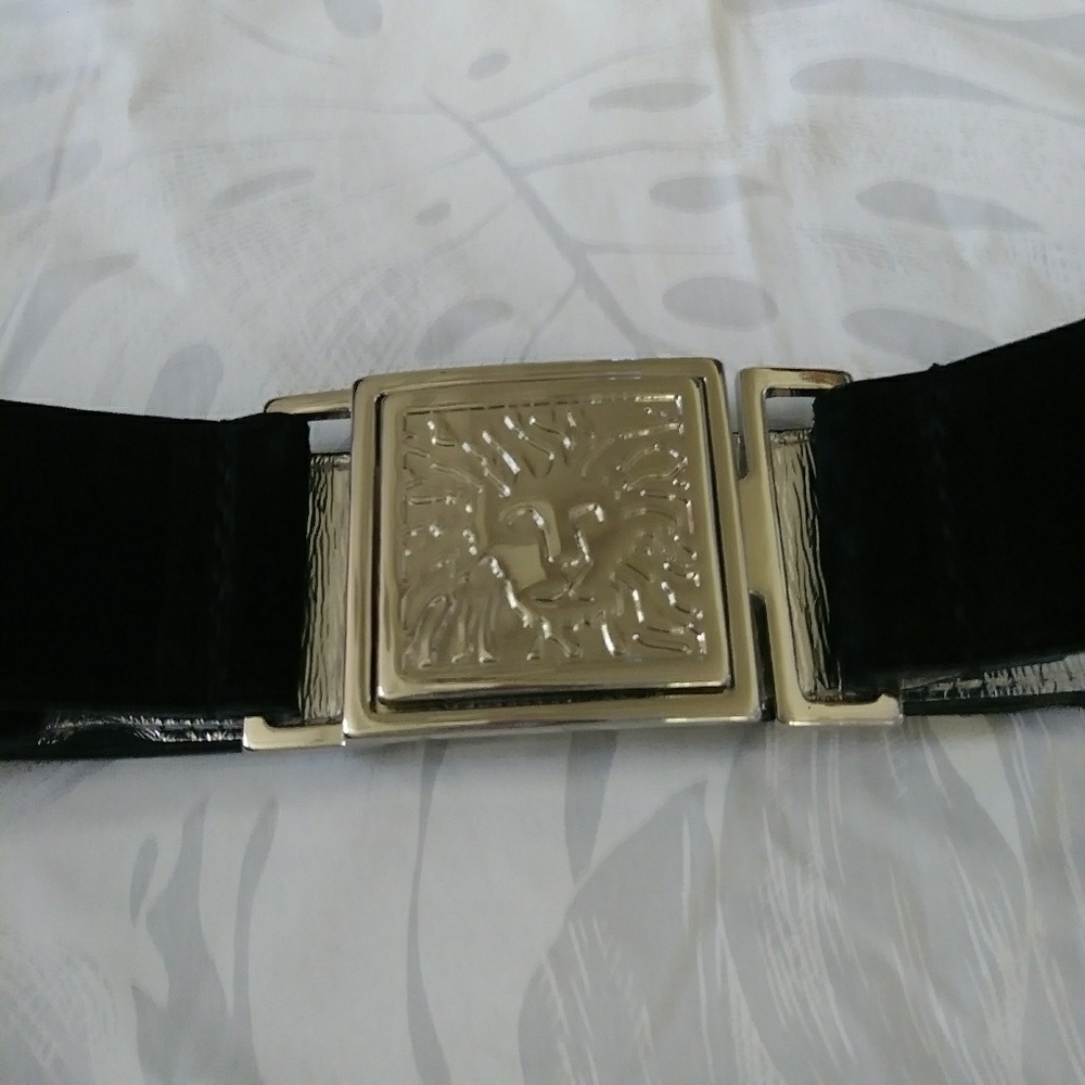 Anne Klein Silver & Black Leather Belt